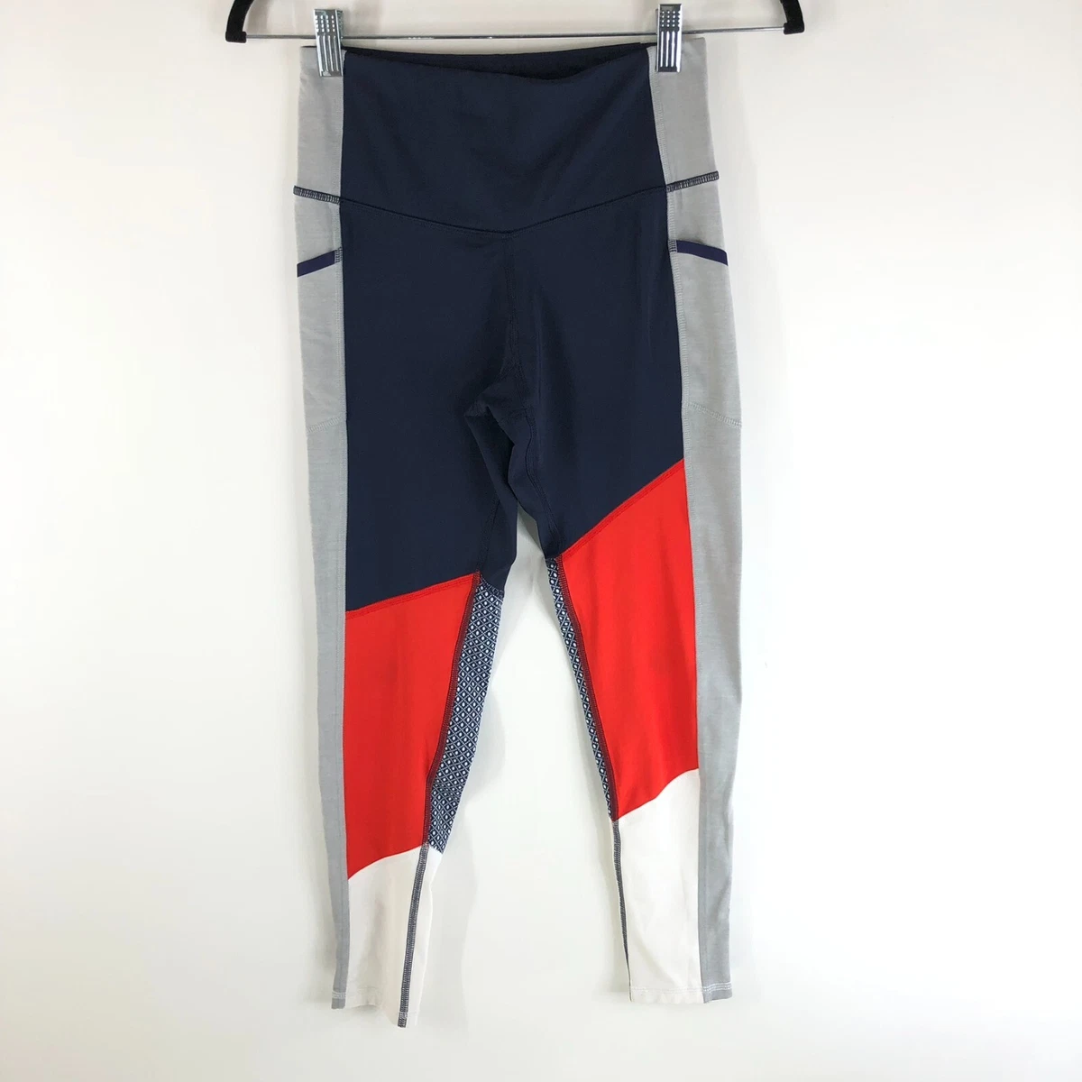 C9 Champion Womens Leggings Colorblock Navy Blue Gray Orange Size