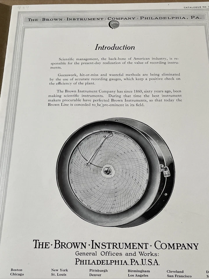 Antiguo catálogo publicitario manómetro de grabación marrón 1920  Foto 4 de 4