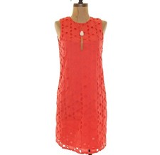 Charles Henry Nordstrom Shift Dress XS Sleeveless Eyelet Orange B75
