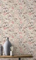 Vliestapete Rasch Floral Pflanzen Blumen Creme Braun Rosa 580761 (3,74€/1Qm)