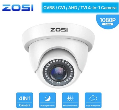 ZOSI HD 1080P 4in1 Außen Überwachungskamera Weiß Dome für CCTV DVR IR Nachtsicht