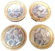 UK £2 Two Pound Coins (x4) Commonwealth / Olympic Games Wales, Scotland, London
