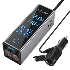300W Car Power Inverter 12V DC to 110V AC Outlet Adapter 4 Fast USB Ports wit...