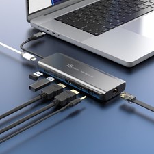 J5CREATE USB-C Dual 4K HDMI 10Gbps Mini Dock 2.24x5.8in and 4oz 100W
