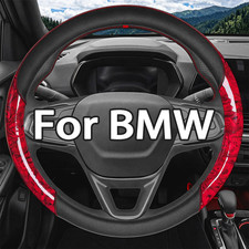 For Bmw Steering Wheel Cover No-slip Leather Car Accessories Peach Wood Red For Bmw Steering Wheel Cover No-slip Leather Car Accessories Peach Wood Red