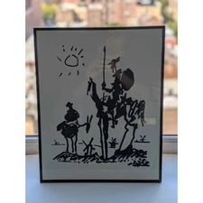 Don Quixote Black & White Line Art Framed Print, ~16¼×20½ in