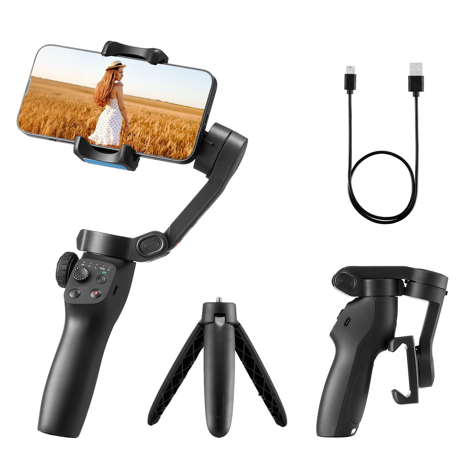 VEVOR Gimbal Stabilizer for Smartphone 3-Axis Stabilization Phone Gimbal for And