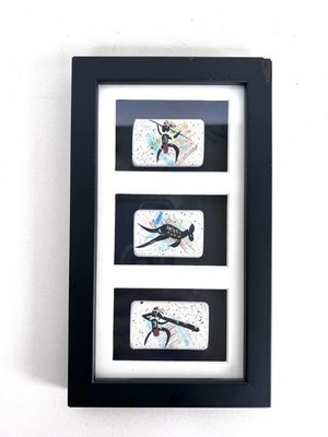 Australian Aboriginal Earthware Framed Cave Art Arthur Conlon Triple Clay Tiles