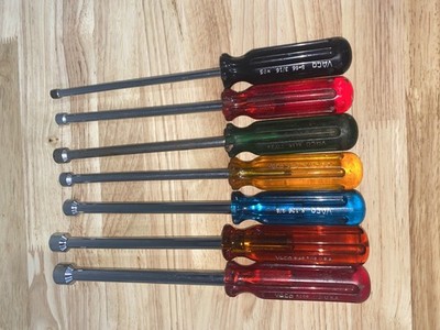 Vaco Nut Drivers 6  Shaft 7 Piece Set USA made Size 3/16 to 1/2 with Klein Bag