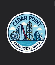 Cedar Point Vinyl 3   Round Sticker Amusement Park Collectible Souvenir