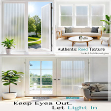 NEW Reeded Glass Window Privacy Film, Static Cling Non-Adhesive Frosted Film, UV