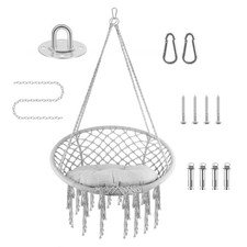 Hammock Chair Hanging Macrame SwingBoho Hanging Chair w/ Cushion 31.5" Width