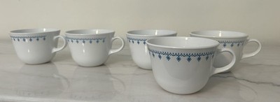 Nice! Set Of 5 Vintage Corelle Blue Garland Snowflake Coffee Mug Tea Cup