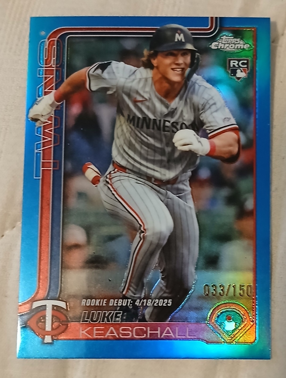 2025 Topps Chrome Update Series Luke Keaschall Blue Refractor /150 #USC134
