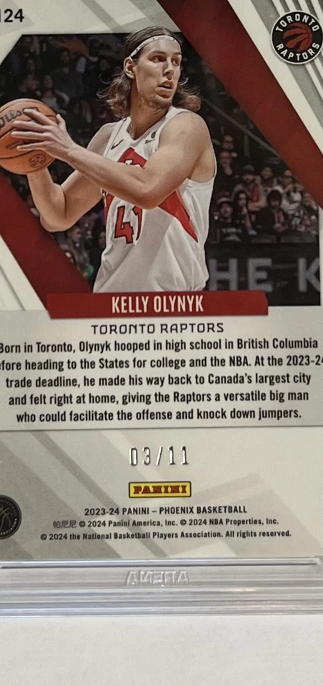2023-24 Panini Phoenix Red Pandora /11 Kelly Olynyk #124 - Arena Club 10 - Image 3 of 3