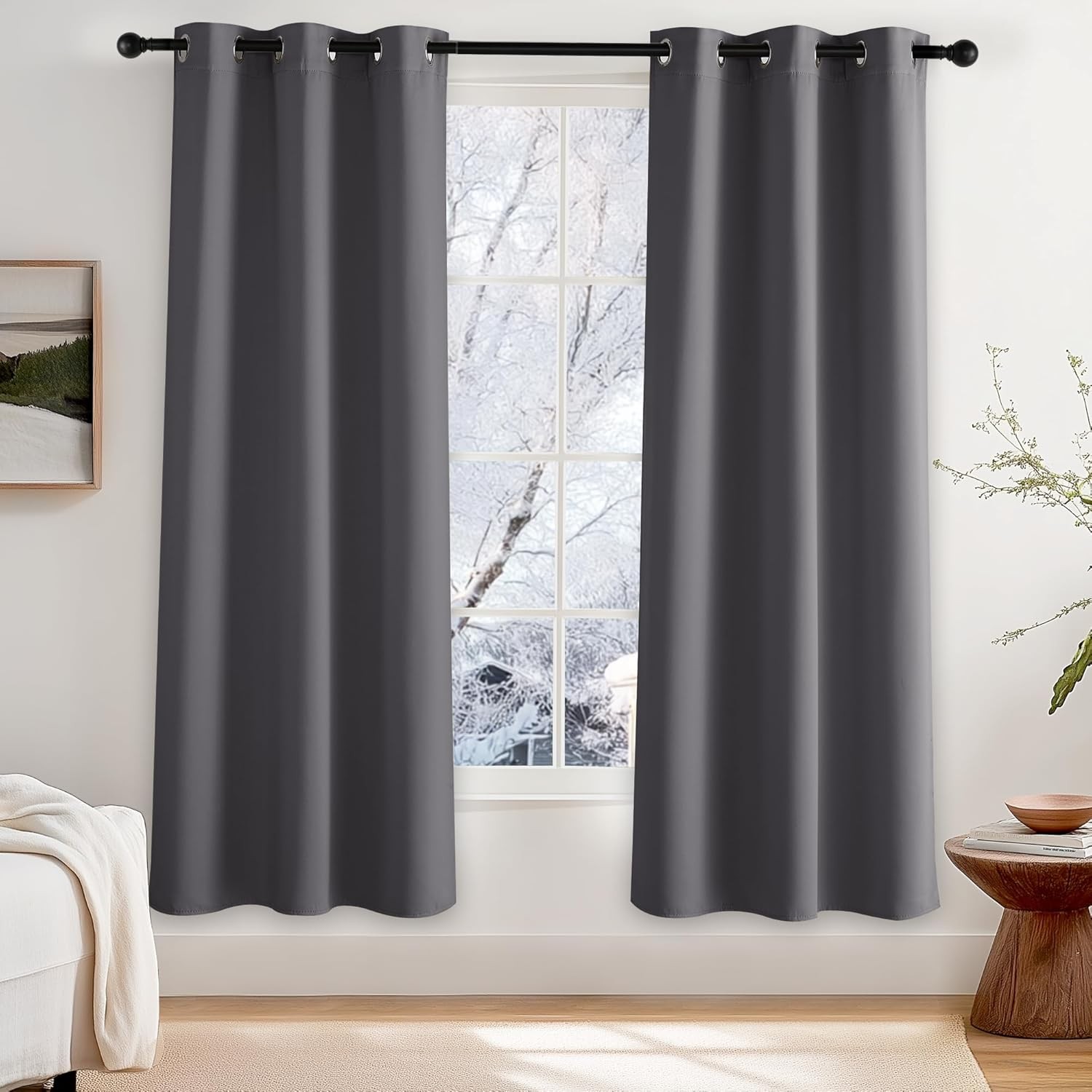 PONY DANCE Blackout Eyelet Curtains for Bedroom - Eyelet Thermal Insulated Priv