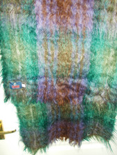 NEW MOHAIR Glen Stewart Made in Scotland Check Tartan Blanket Throw Shawl Scarf