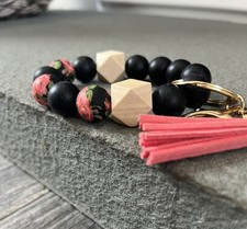 Silicone beaded keychain wristlet