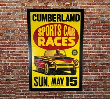 1960s West Virginia Auto Racing Framed Poster! Sports Car Cumberland MD Race Art