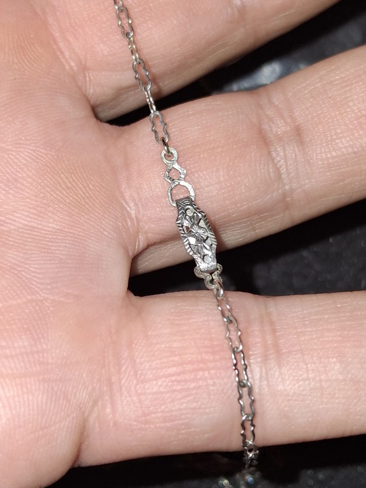 Antique 1920s Pince-Nez Eyewear Glasses 12K White Gold Fill Frames & Chain - Image 3 of 4