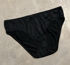 NWT VICTORIA'S SECRET ANGELS BLACK SATIN SMOOTH RARE VINTAGE BIKINI PANTY LARGE