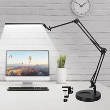 Desk Lamps for Home Office, 2-in-1 LED Lamp , 3-Section Long Arm Light with