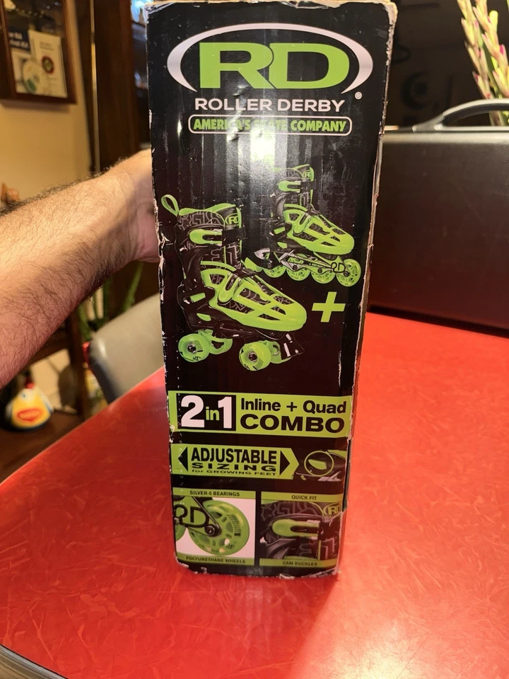 Roller Derby Boys 2-in-1 Roller Inline Quad Combo Skates Adjustable Sizes 12-2 - Image 2 of 4
