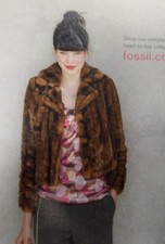 Fossil Women's Faux Mink Fur Jacket Medium Brown Size Small New With Tag