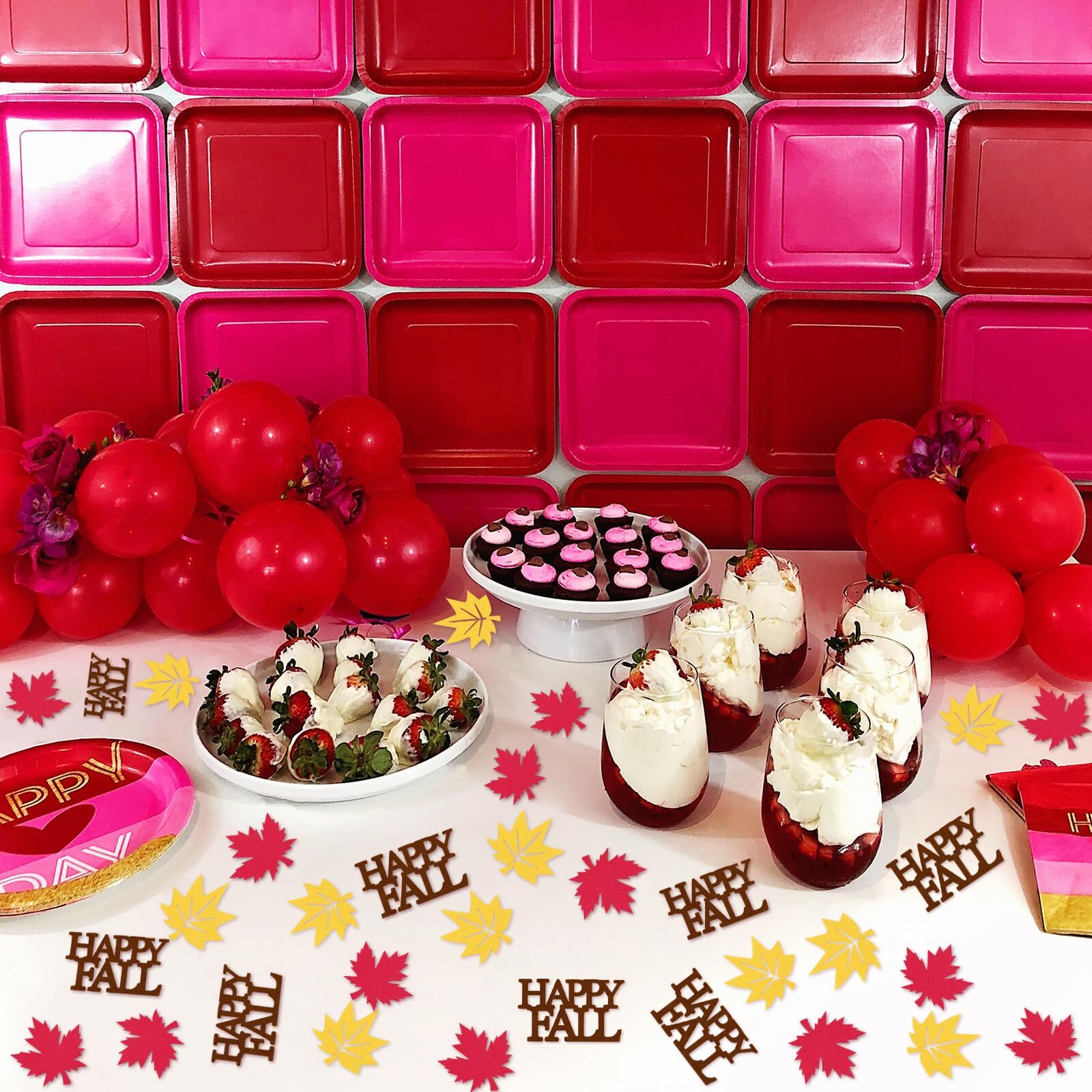 100 Pcs Happy Thanksgiving Confetti Maple leaves Pumpkin Table Scatter