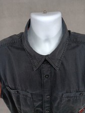 Harley Davidson Racing Mens 2XL Button Up Short Sleeve Garage Mechanic Shirt