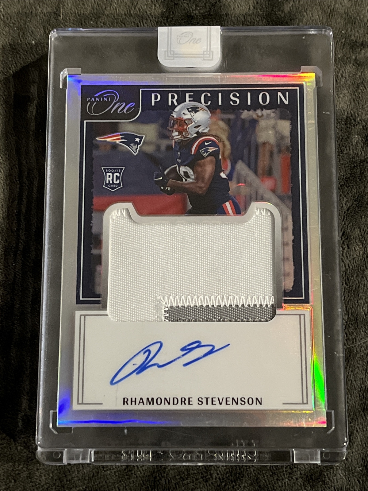 2021 Panini One #327 Rhamondre Stevenson Rookie Patch Auto Precision Silver# 99