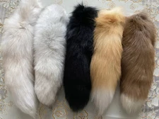 16"-18" Real Fox Fur Tail Keychain Bag Charm Purse Pendant Costume Cosplay Toys
