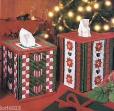  2-CHRISTMAS TISSUE COVERS TO STITCH PATTERN ONLY PLASTIC CANVAS PATTERN 