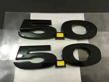 Yellow Gloss Black 5.0 Parts Emblem Direct Fender Badge Decal -2PCS