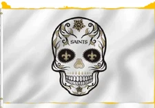 New Orleans Saints Flag 3x5 foot White Skull Candy Gold Mardi Gras Louisiana NFL