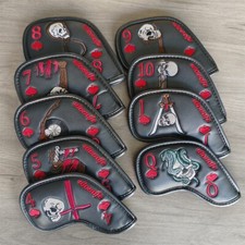 9pcs Skull Heads Series Golf Iron Club Head Cover One Side Number Iron Covers RH