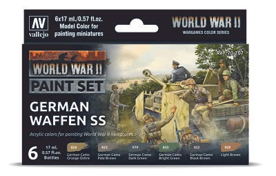 (167,16€/1l) Vallejo 70207 Model Color Set German Waffen SS Airbrush Farben