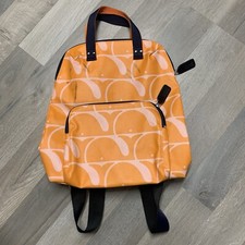 Orla Kiely Coated Canvas Bestie Backpack Orange Mango Beluga