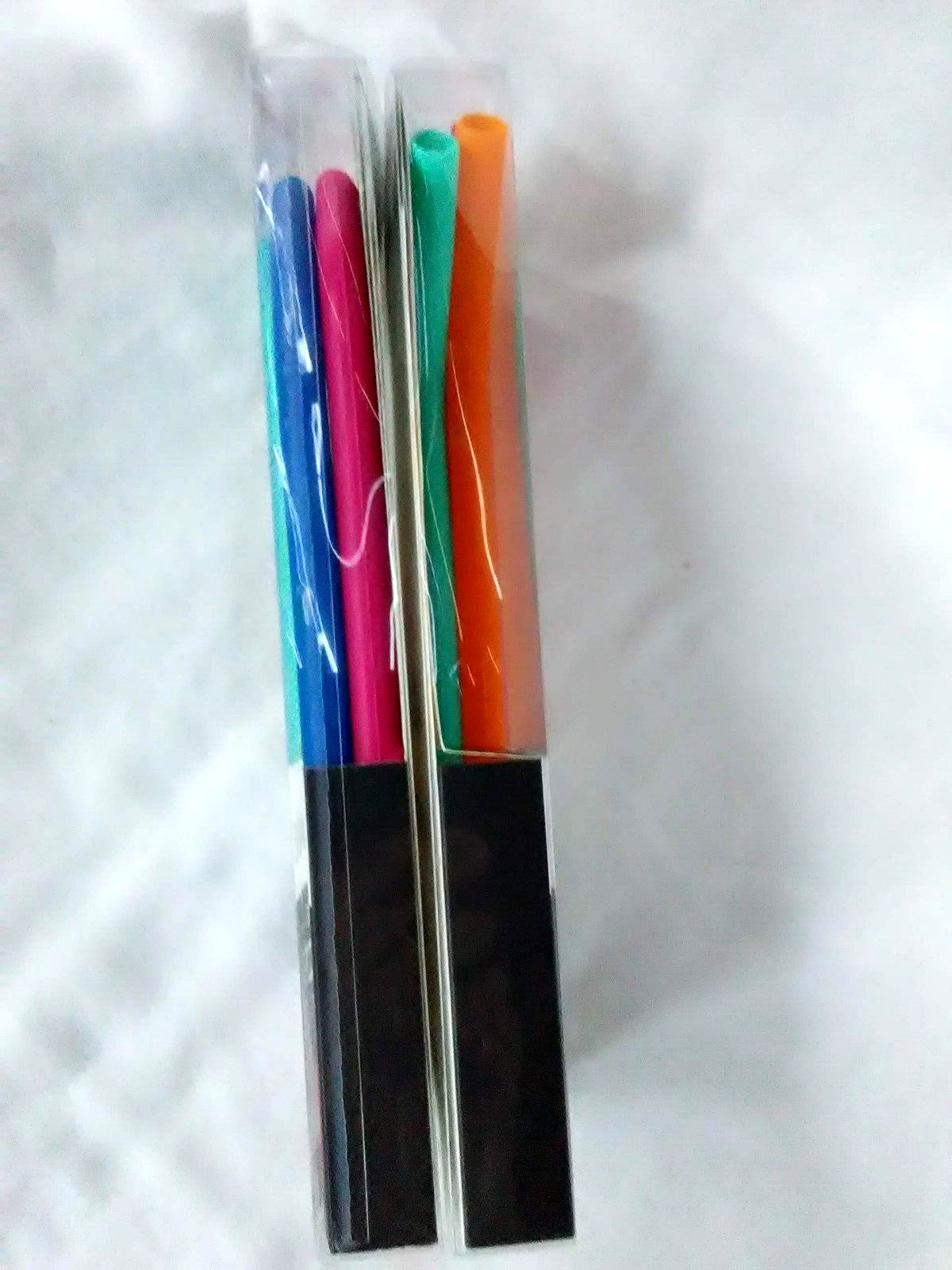 2 Lot Farberware Silicone 6pc Straw Sets  Reusable  Flexible Eco Friendly NIp