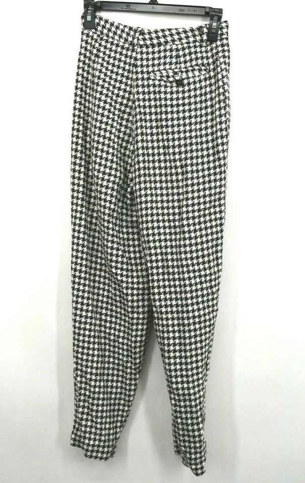 Pantalones plisados Generra para mujer blancos y negros de algodón con botones y cremallera frontal talla 7 Foto 2 de 4