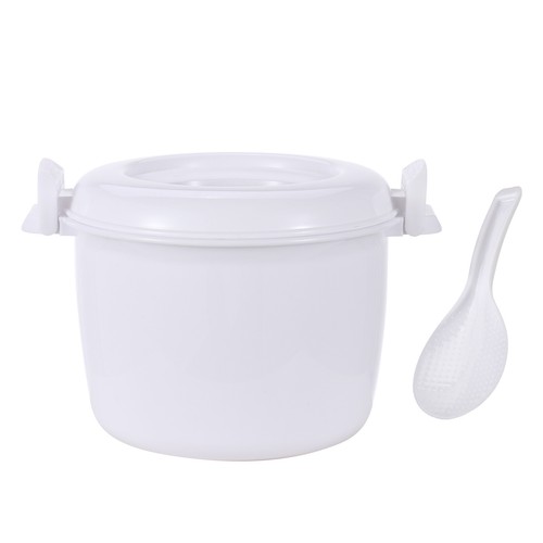Arrocera portátil microondas con paleta de arroz cocina olla de vapor blanca - Imagen 5 de 25