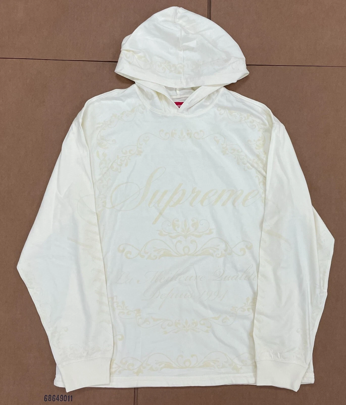 SS23 SUPREME CELEBRE SWEAT À CAPUCHE L/S TOP BLANC CASSÉ TAILLE M (#79