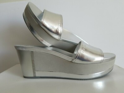 PRAD A SPORT Amazing Silver METALLIC Logo PLATFORM