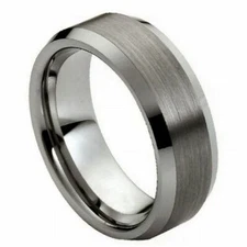 Free personalized Tungsten Carbide 8mm Brushed Center High Polished Ring