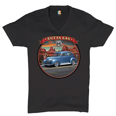 #ad Outta Gas on Route 66 V Neck T shirt The Mother Road Retro Vintage Tee $20.95