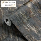 786.0"  Industrial Distressed Textured Charcoal Gold Metallic Wall Paper