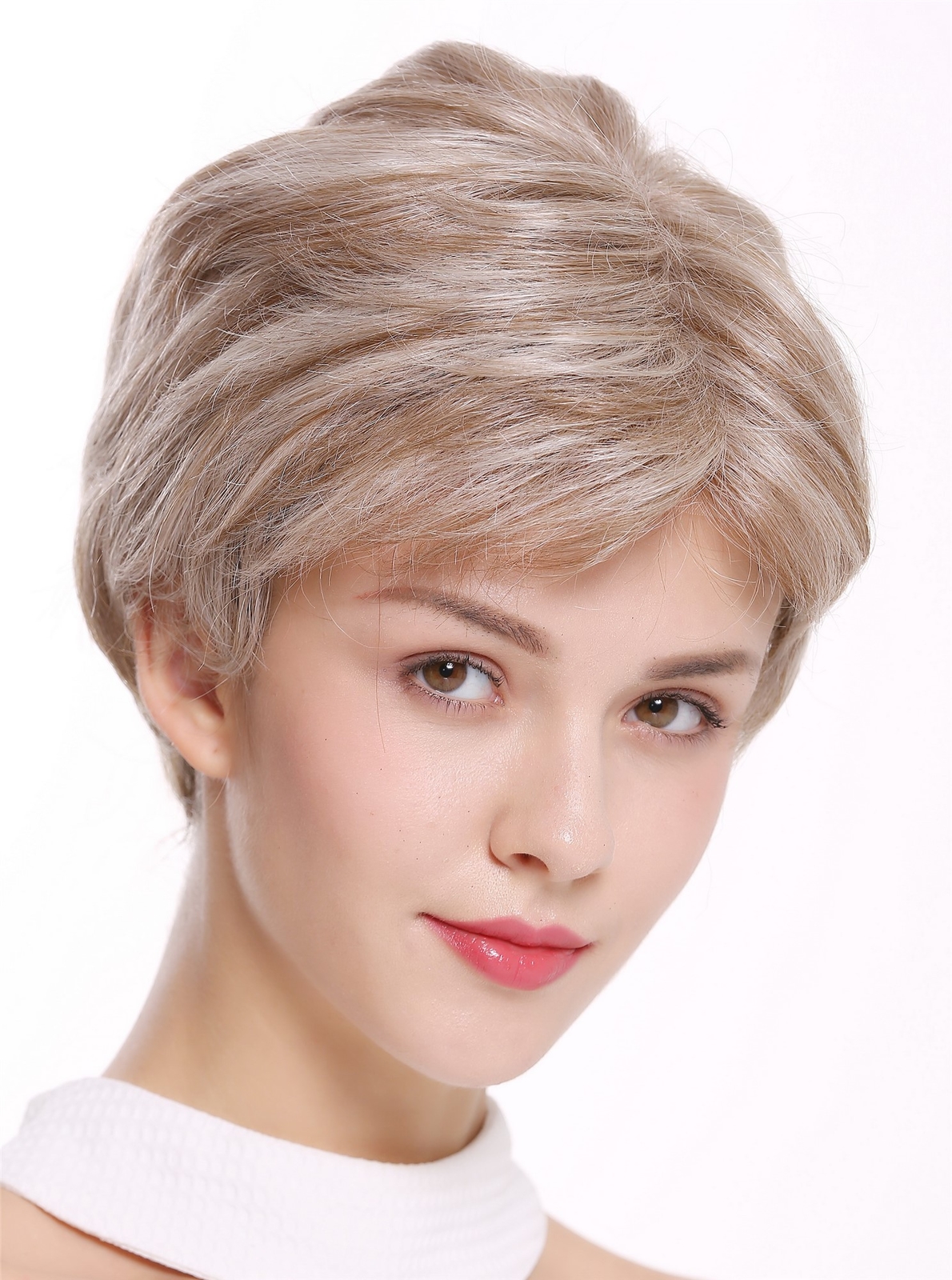 Short Noble Monofilament Hand-Knotted Blonde Mix Sara Wig for Women