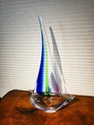 Vintage Italian Sommerso Art Glass Sailboat 18 inches tall