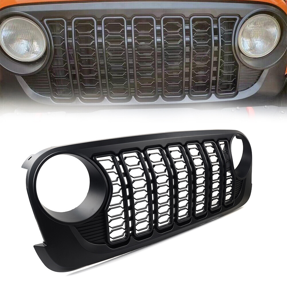 US Front Bumper Mesh Grille Grill For Jeep Wrangler JK 2007-2017 Upgraded To JL