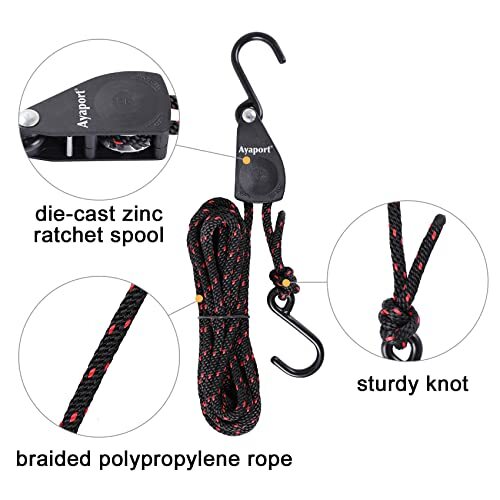 Kayak Rope Tie down 14Ft Ratchet Straps Bow and Stern Ratcheting Tie Downs Rope